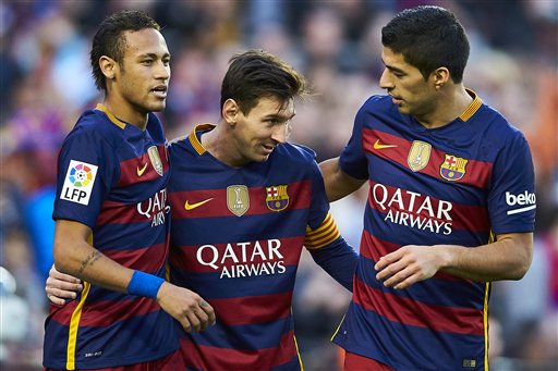 Barcelona đang thăng hoa với bộ ba Messi-Neymar-Suarez